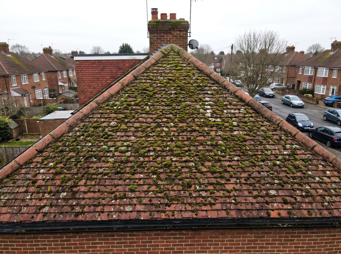 Roof Moss Removal in progress by Roofcraft